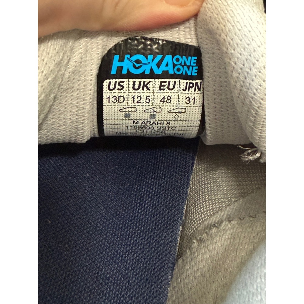 Hoka One One Arahi 6 Mens 13D Silver Yellow Navy Stability Running Shoes 1123194 - Picture 6 of 6